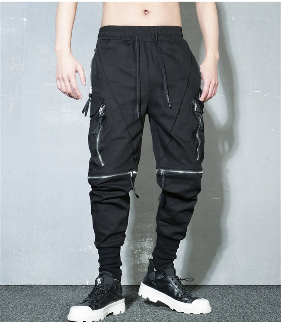 Detachable Black Cargo Pants Men Streetwear Multi-Pocket Joggers