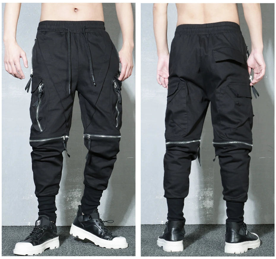 Detachable Black Cargo Pants Men Streetwear Multi-Pocket Joggers