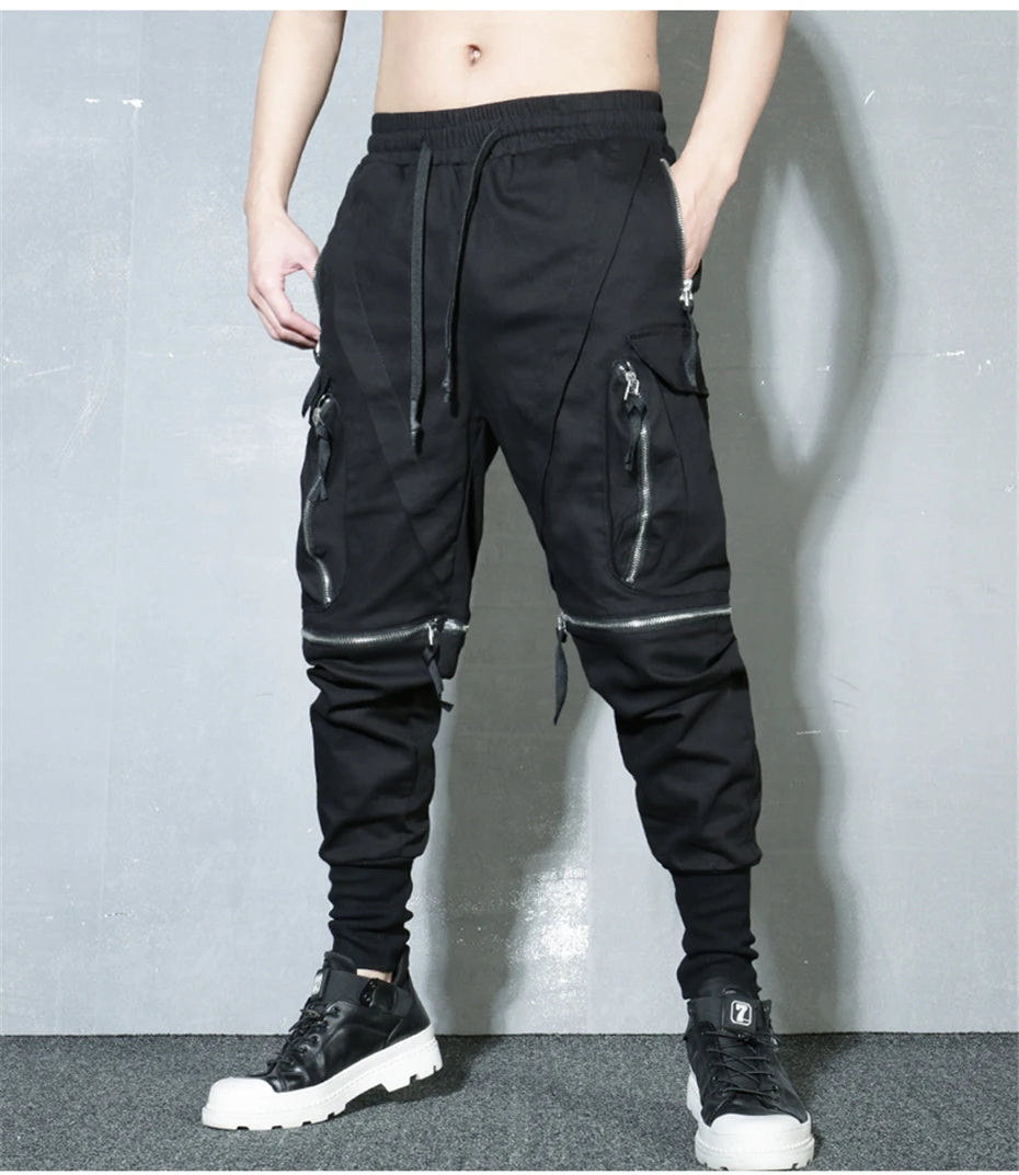 Detachable Black Cargo Pants Men Streetwear Multi-Pocket Joggers