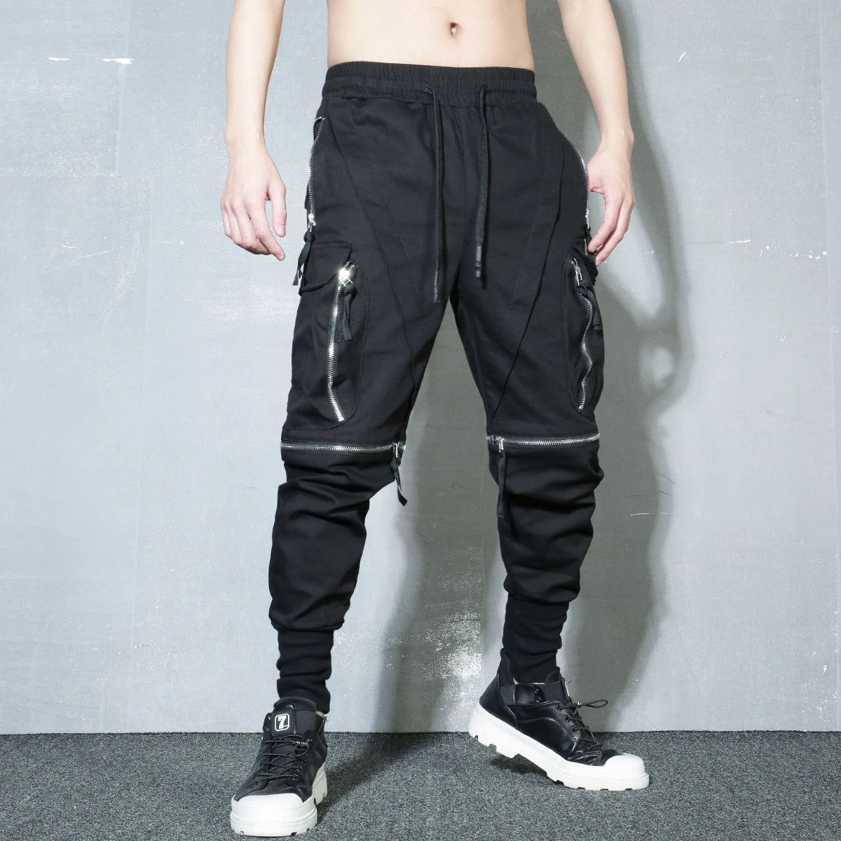 Detachable Black Cargo Pants Men Streetwear Multi-Pocket Joggers
