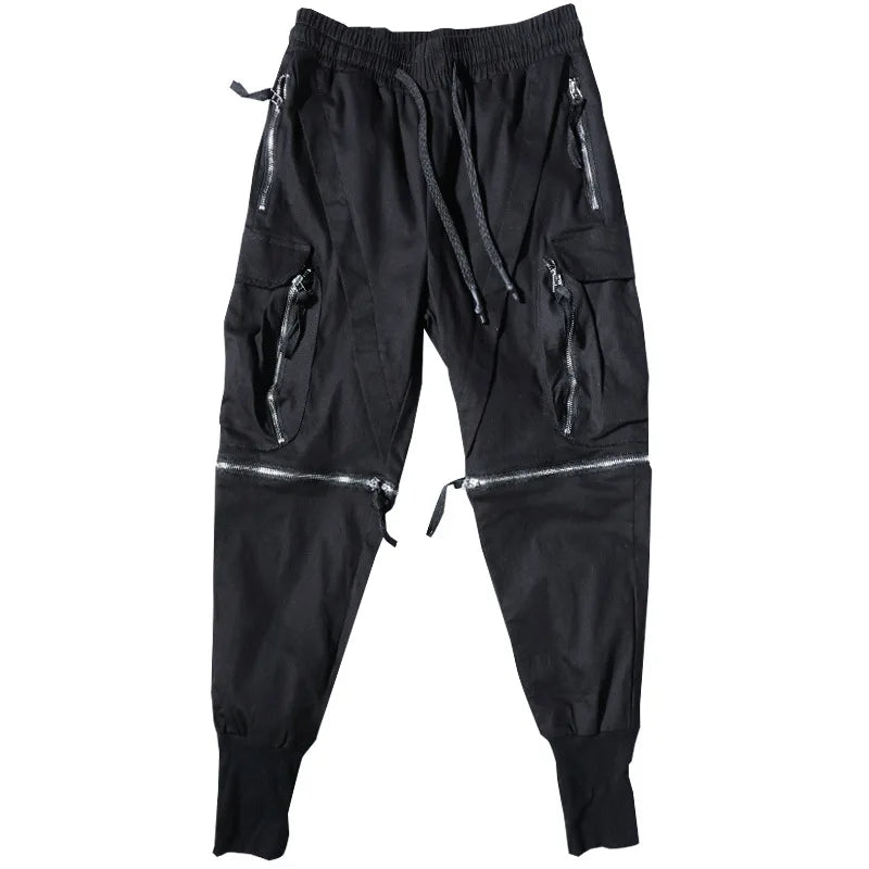 Detachable Black Cargo Pants Men Streetwear Multi-Pocket Joggers