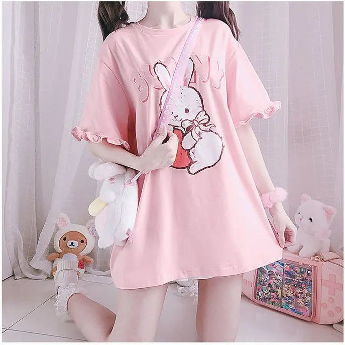 Women's T-shirt Long Sleeve Female Soft Cute Anime Chibi Girl