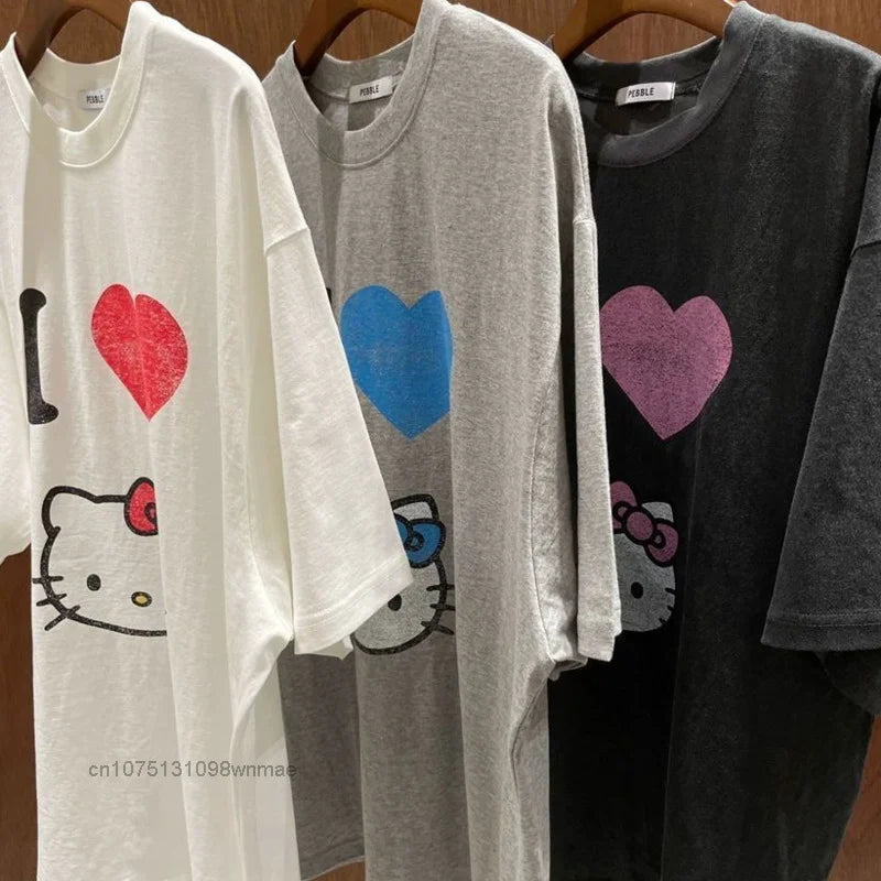 Sanrio Love Hello Kitty T-shirt Loose Oversize