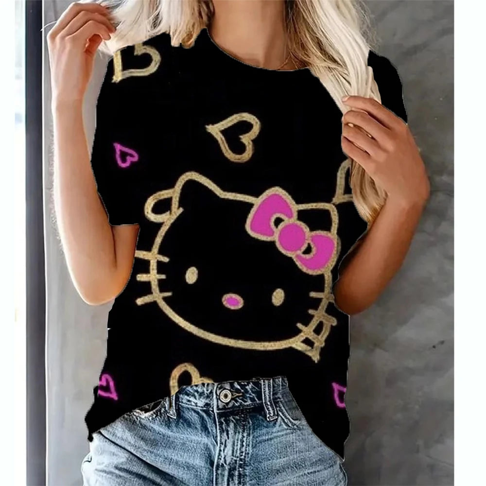 Hello Kitty Tops Women's T shirts Streetwear