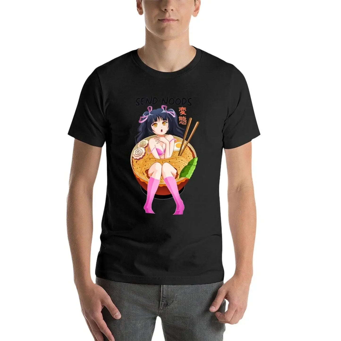 Anime Girl Japanese Ramen Noodle Bowl T-Shirt custom