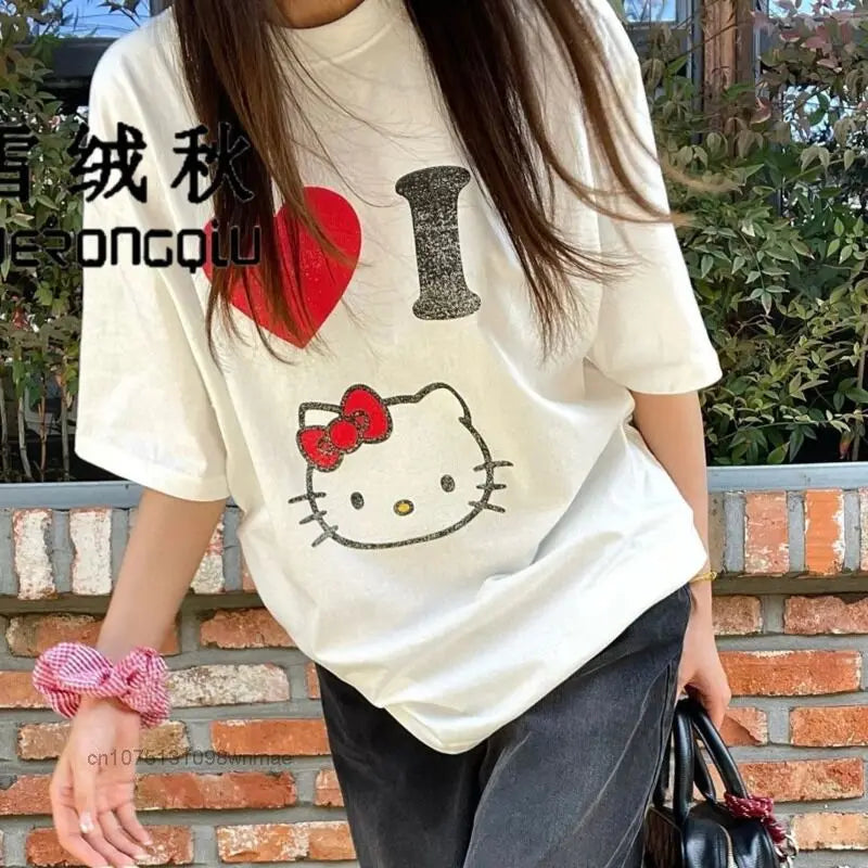 Sanrio Love Hello Kitty T-shirt Loose Oversize