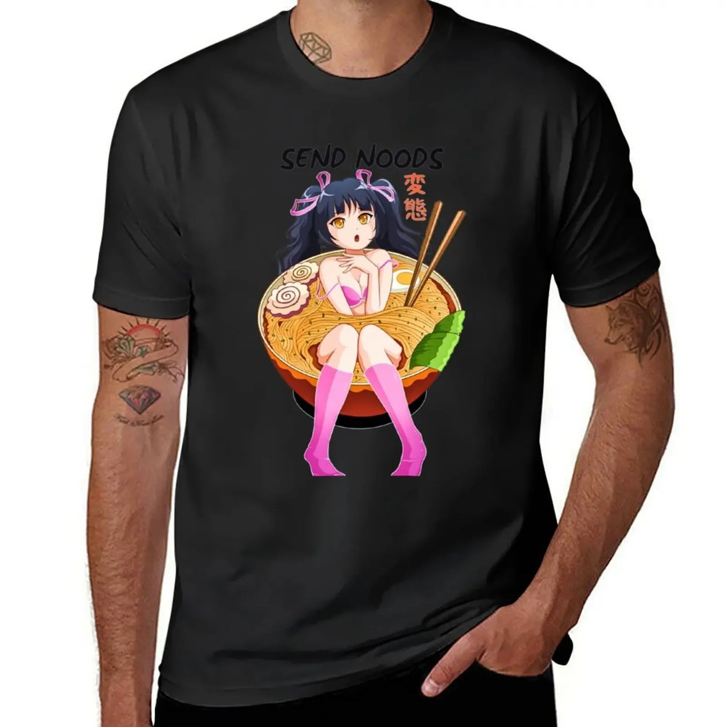 Anime Girl Japanese Ramen Noodle Bowl T-Shirt custom