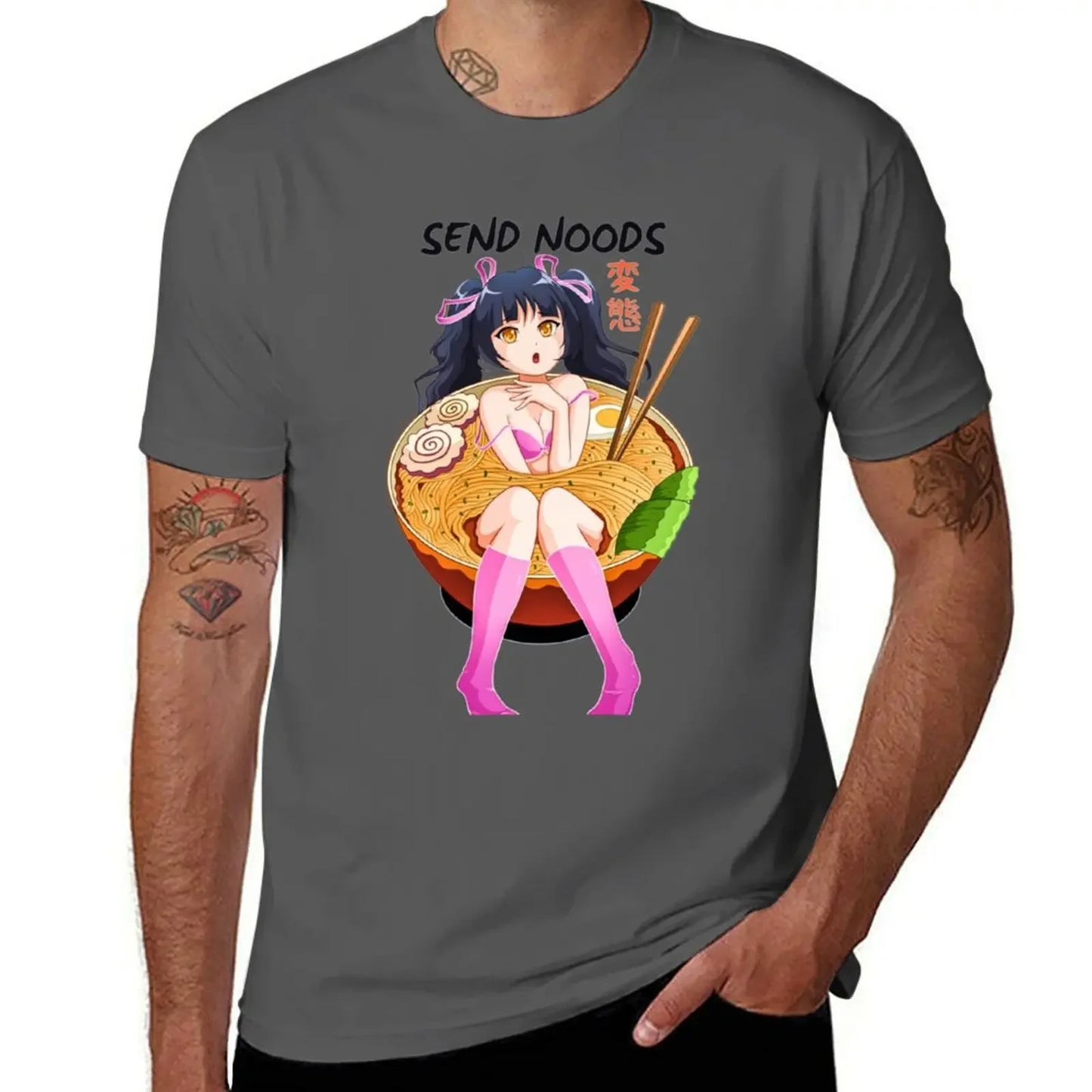 Anime Girl Japanese Ramen Noodle Bowl T-Shirt custom