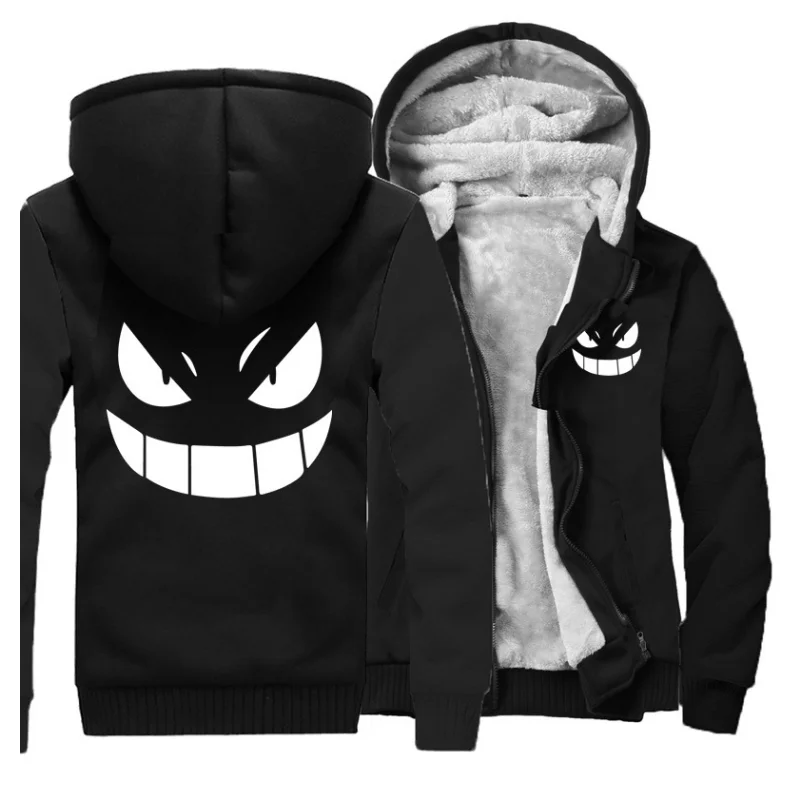Velvet Thick Oversized Pokemon Gengar Hoodies Zip Up