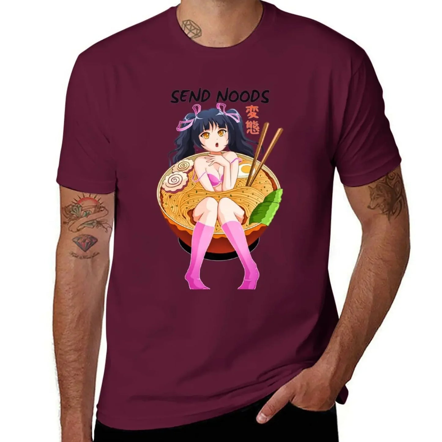 Anime Girl Japanese Ramen Noodle Bowl T-Shirt custom