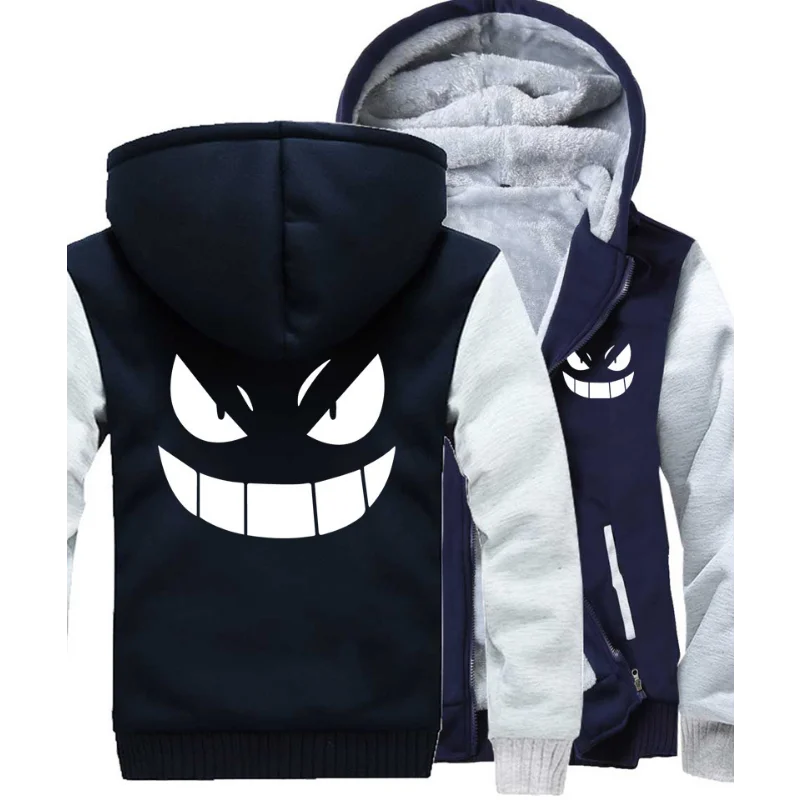 Velvet Thick Oversized Pokemon Gengar Hoodies Zip Up