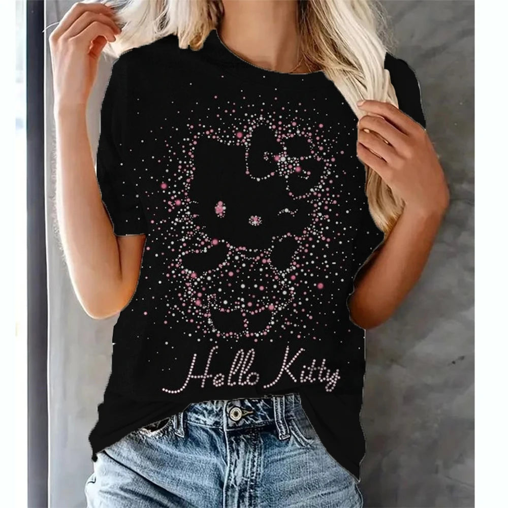 Hello Kitty Tops Women's T shirts Streetwear