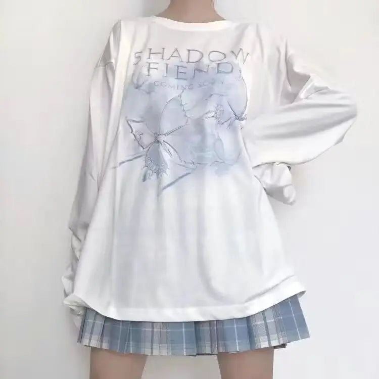Women's T-shirt Long Sleeve Female Soft Cute Anime Chibi Girl