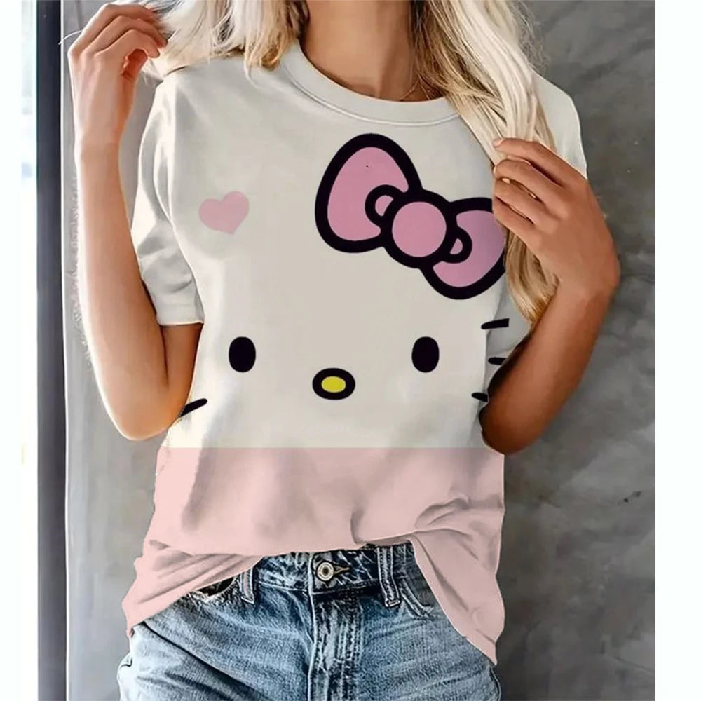 Hello Kitty Tops Women's T shirts Streetwear