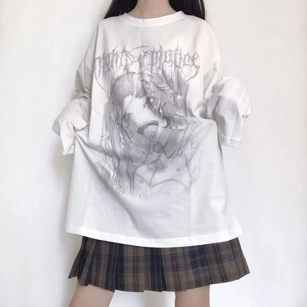 Women's T-shirt Long Sleeve Female Soft Cute Anime Chibi Girl