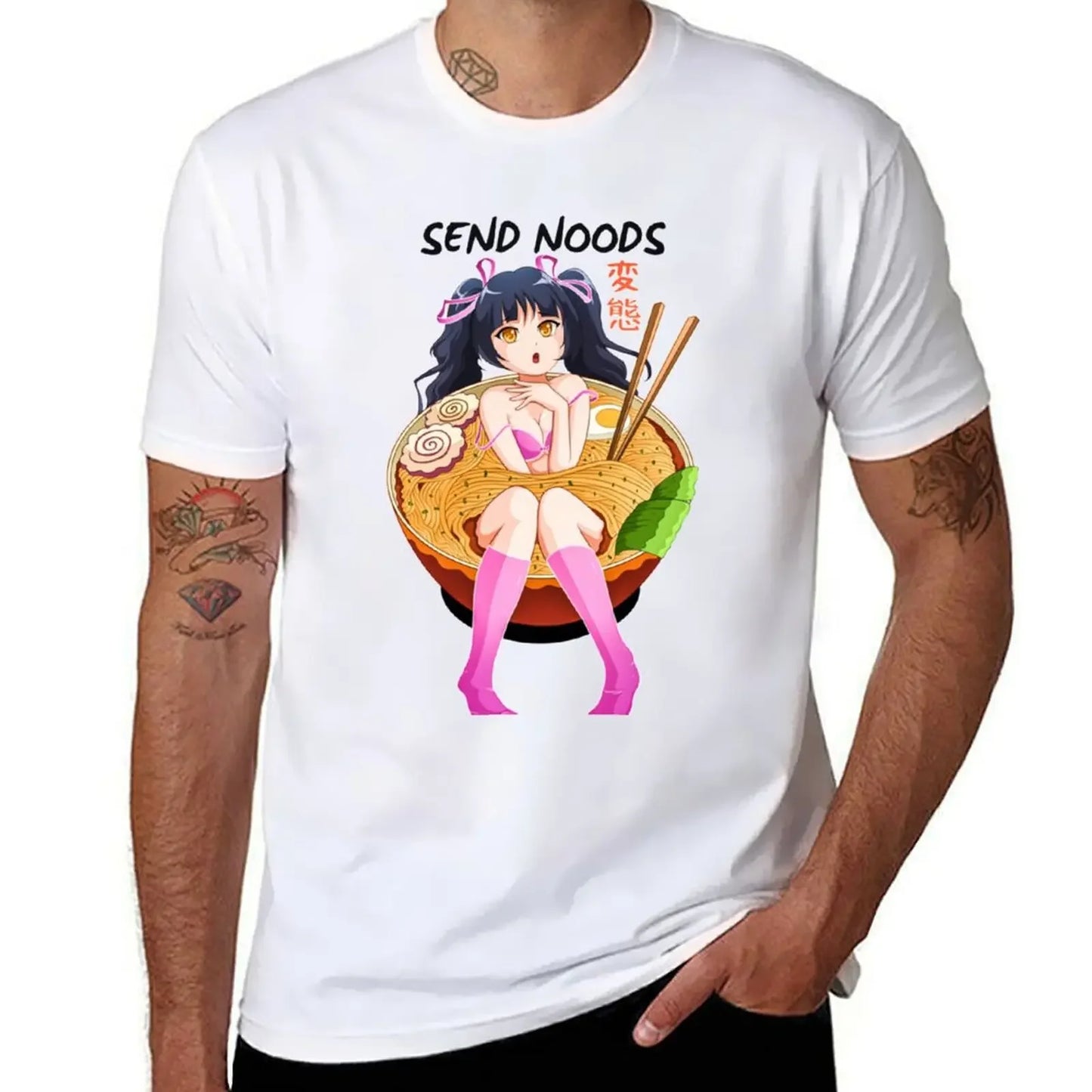 Anime Girl Japanese Ramen Noodle Bowl T-Shirt custom