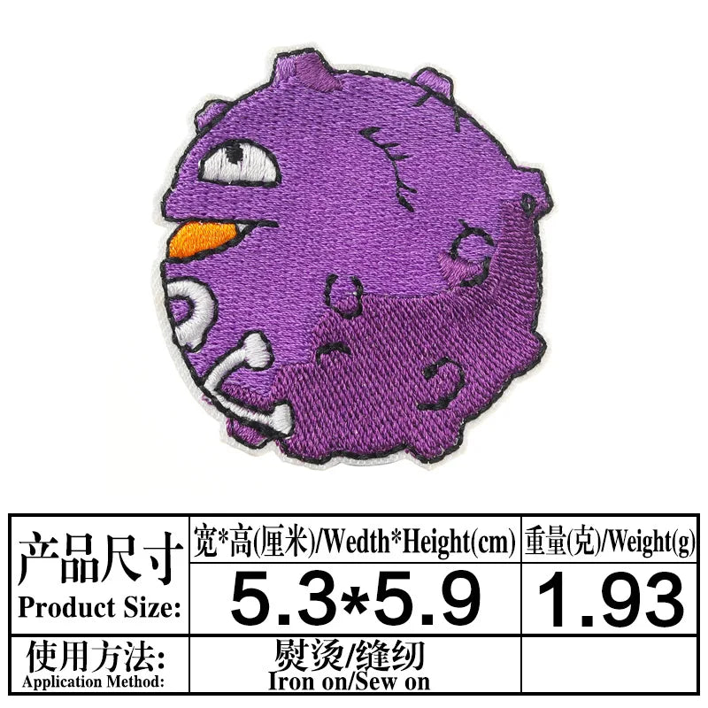Pokemon Gengar Ekkans Ironing Embroidered Patch For on Clothes