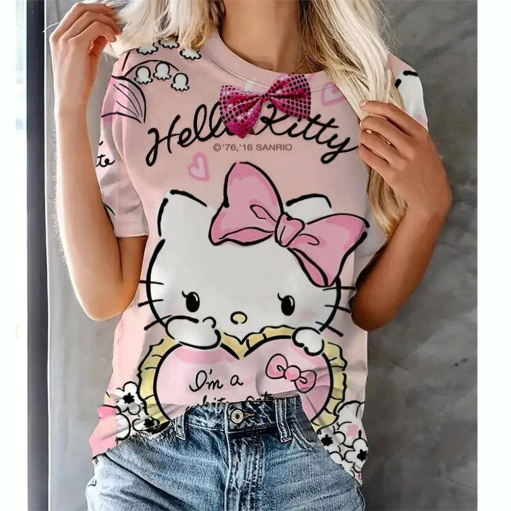 Hello Kitty Tops Women's T shirts Streetwear
