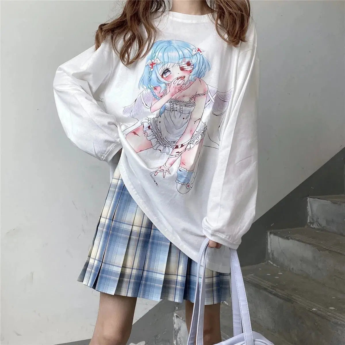 Women's T-shirt Long Sleeve Female Soft Cute Anime Chibi Girl