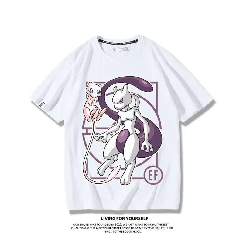 Pokemon Gengar Snorlax Pure Cotton Crew Neck T-shirt