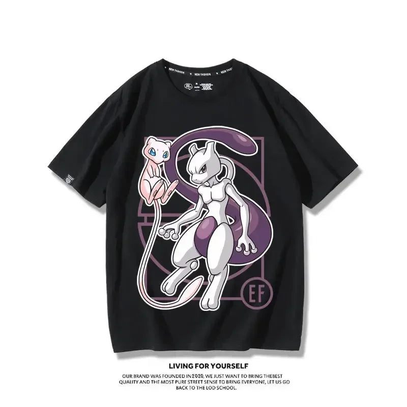 Pokemon Gengar Snorlax Pure Cotton Crew Neck T-shirt