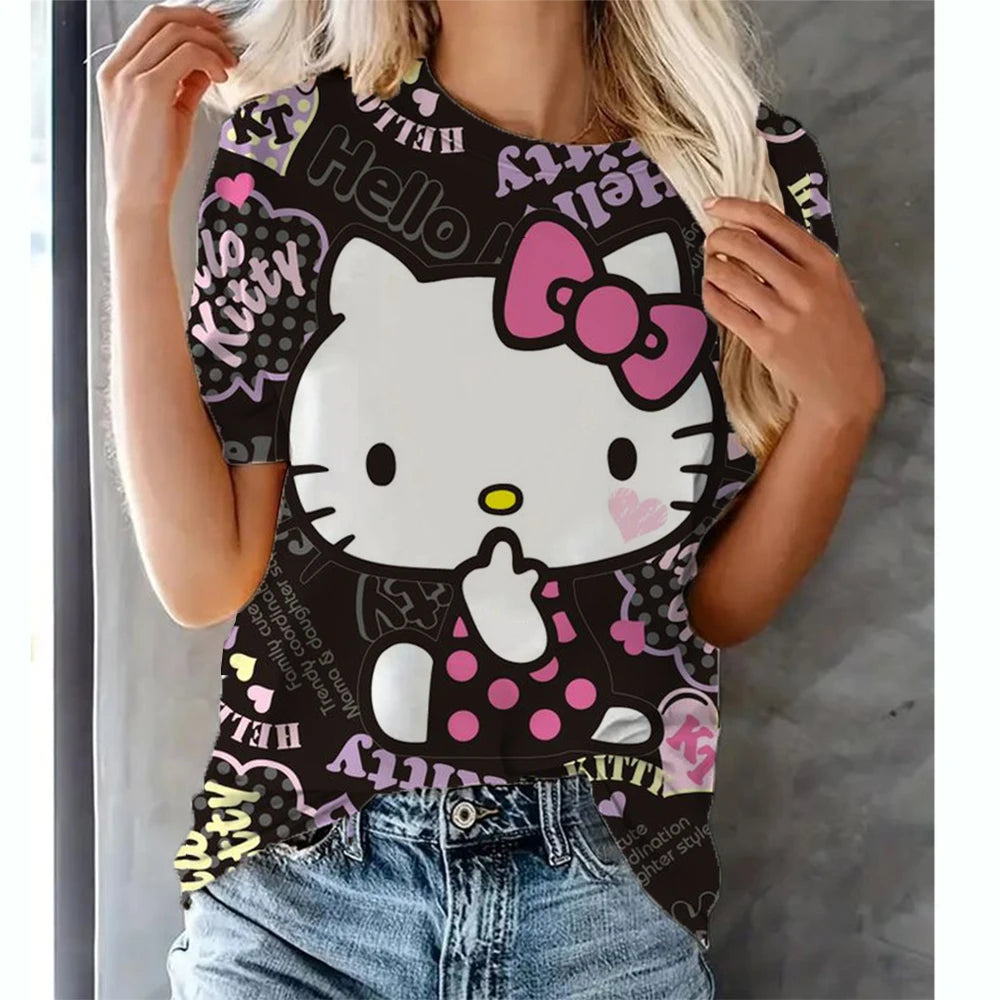 Hello Kitty Tops Women's T shirts Streetwear