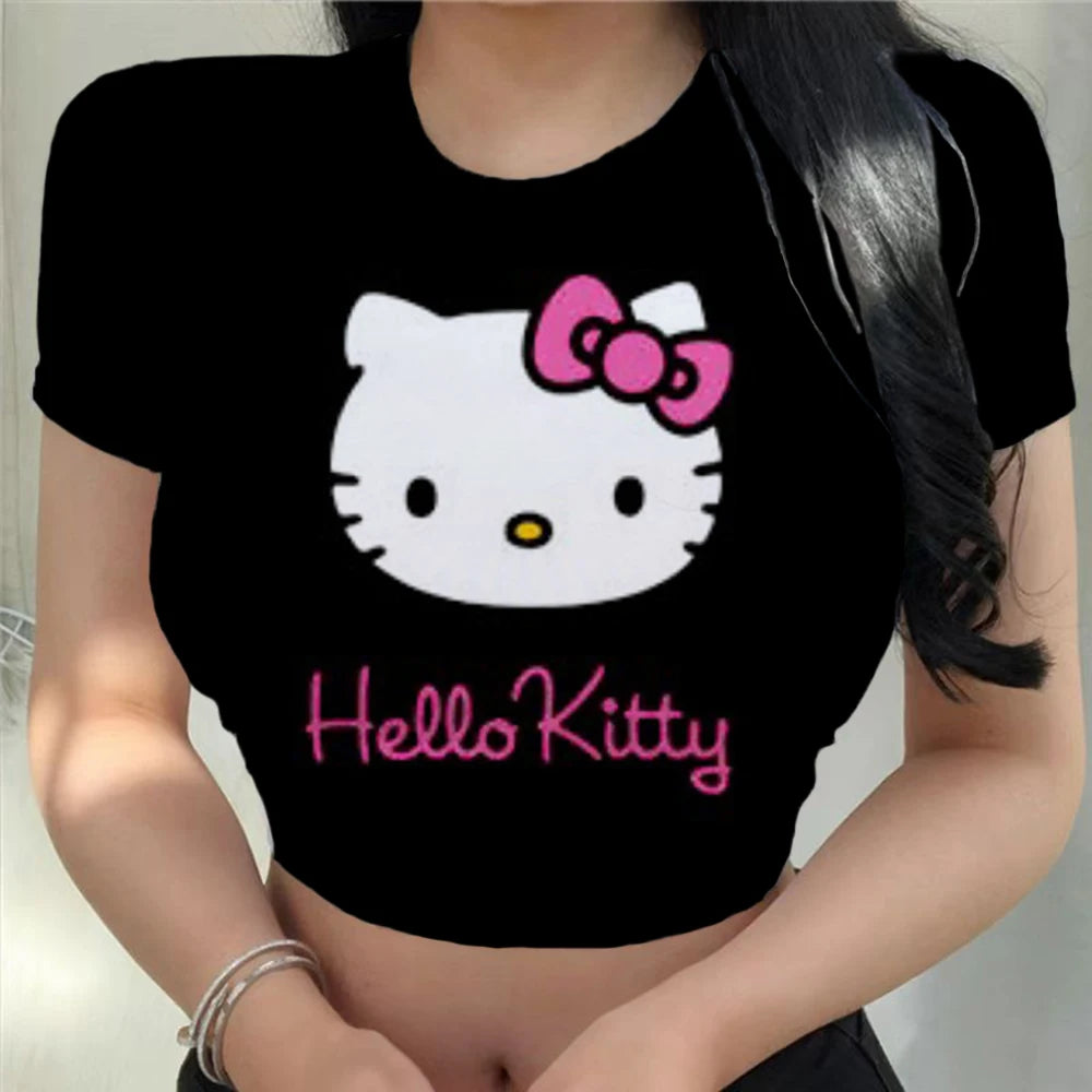 Hello Kitty T-shirt O-neck Short Sleeve Women's