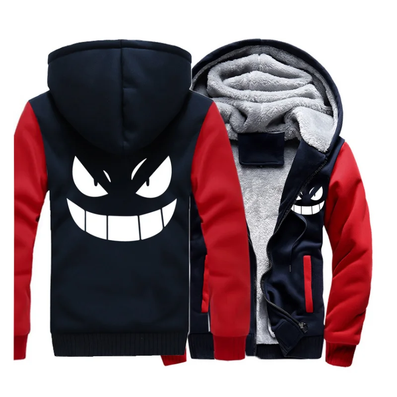Velvet Thick Oversized Pokemon Gengar Hoodies Zip Up