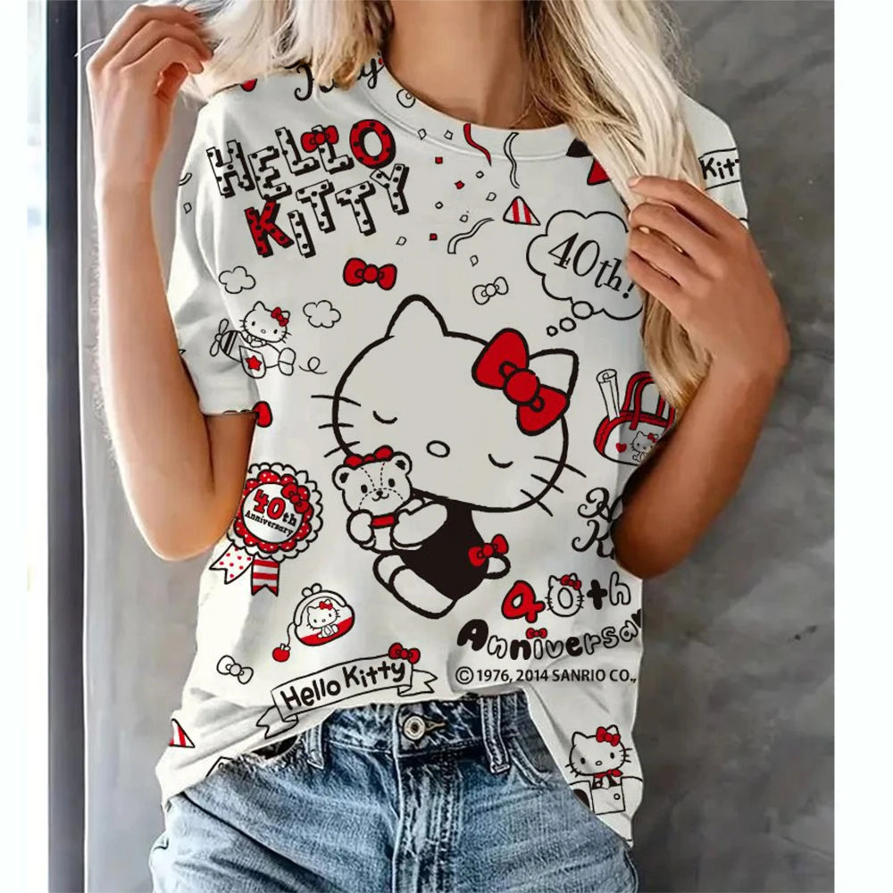 Hello Kitty Tops Women's T shirts Streetwear