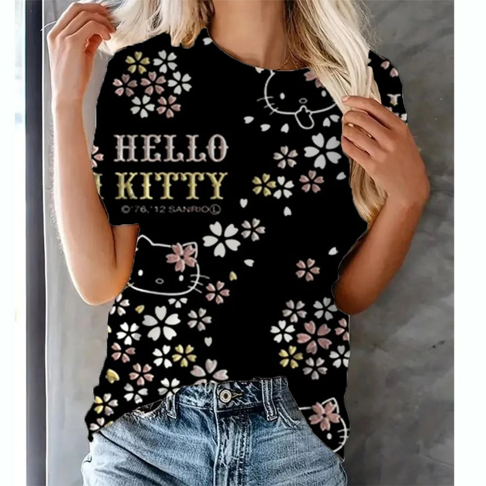 Hello Kitty Tops Women's T shirts Streetwear