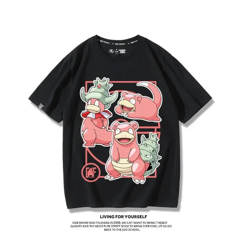 Pokemon Gengar Snorlax Pure Cotton Crew Neck T-shirt
