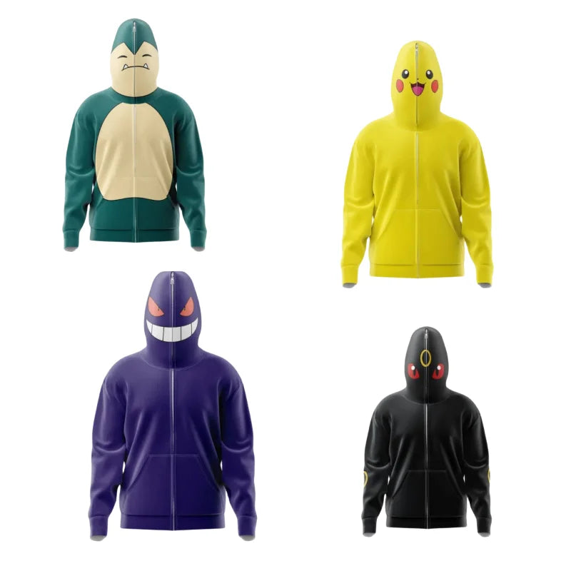 Pokemon Hoodies Zip Up To Face