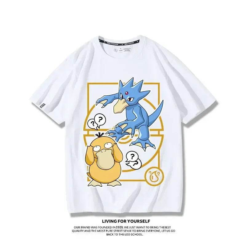 Pokemon Gengar Snorlax Pure Cotton Crew Neck T-shirt