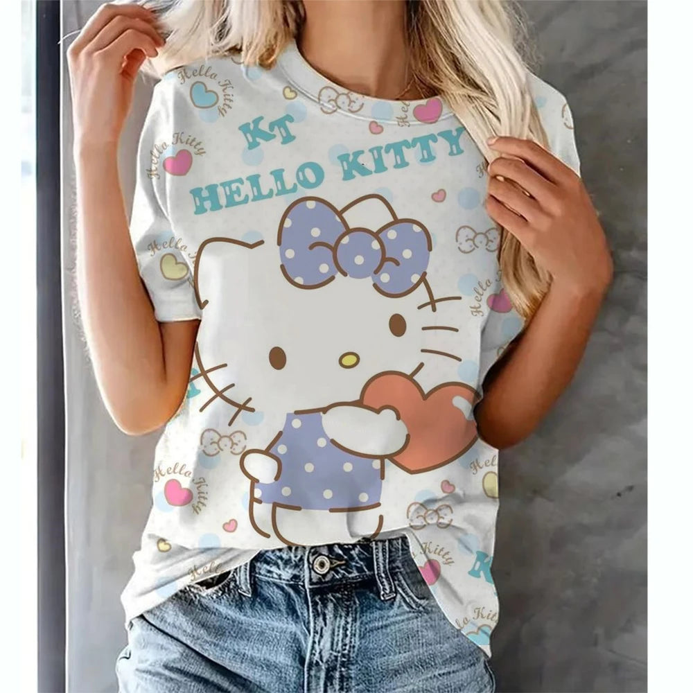 Hello Kitty Tops Women's T shirts Streetwear
