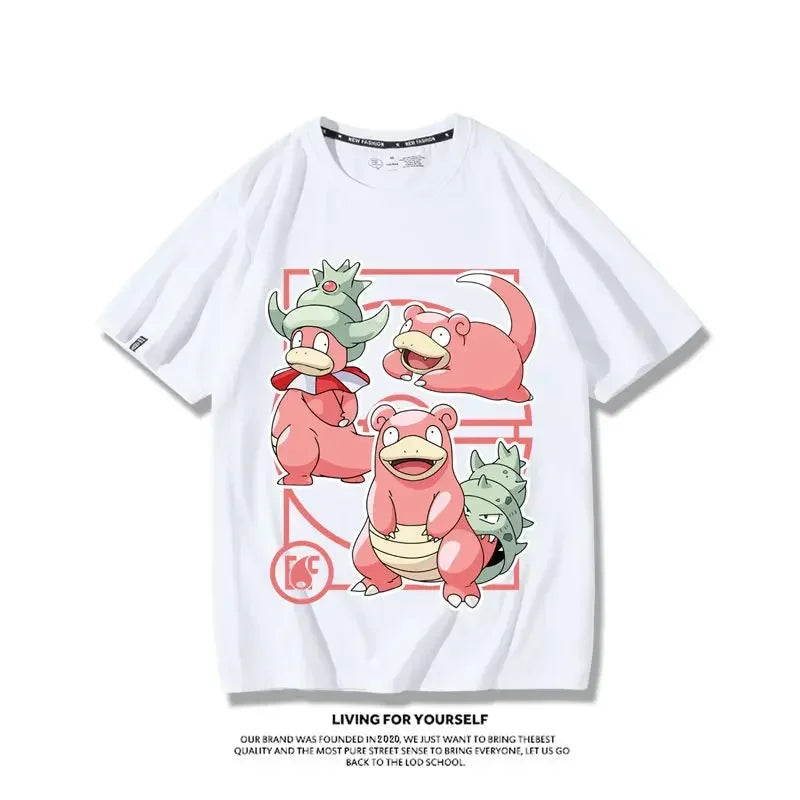 Pokemon Gengar Snorlax Pure Cotton Crew Neck T-shirt