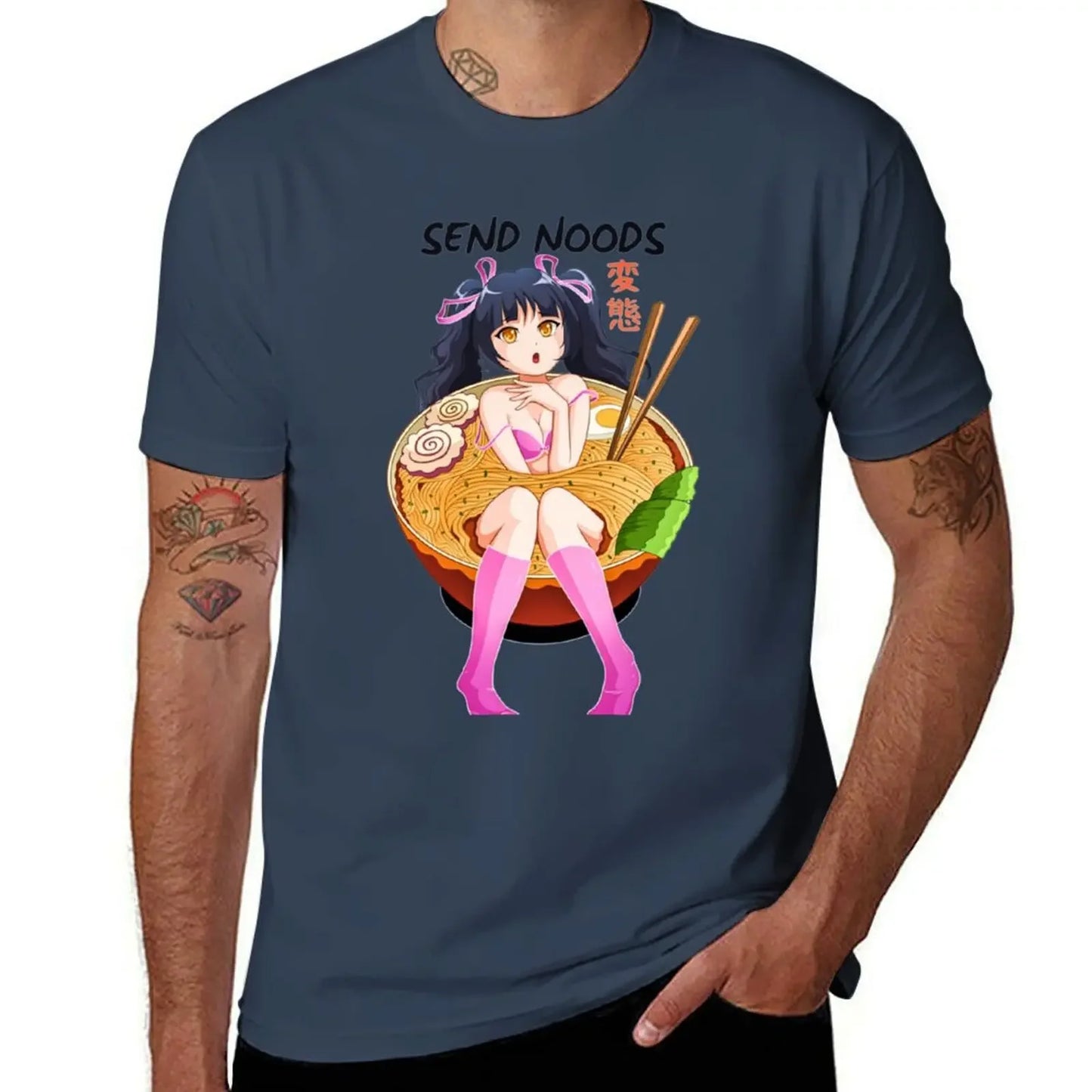 Anime Girl Japanese Ramen Noodle Bowl T-Shirt custom