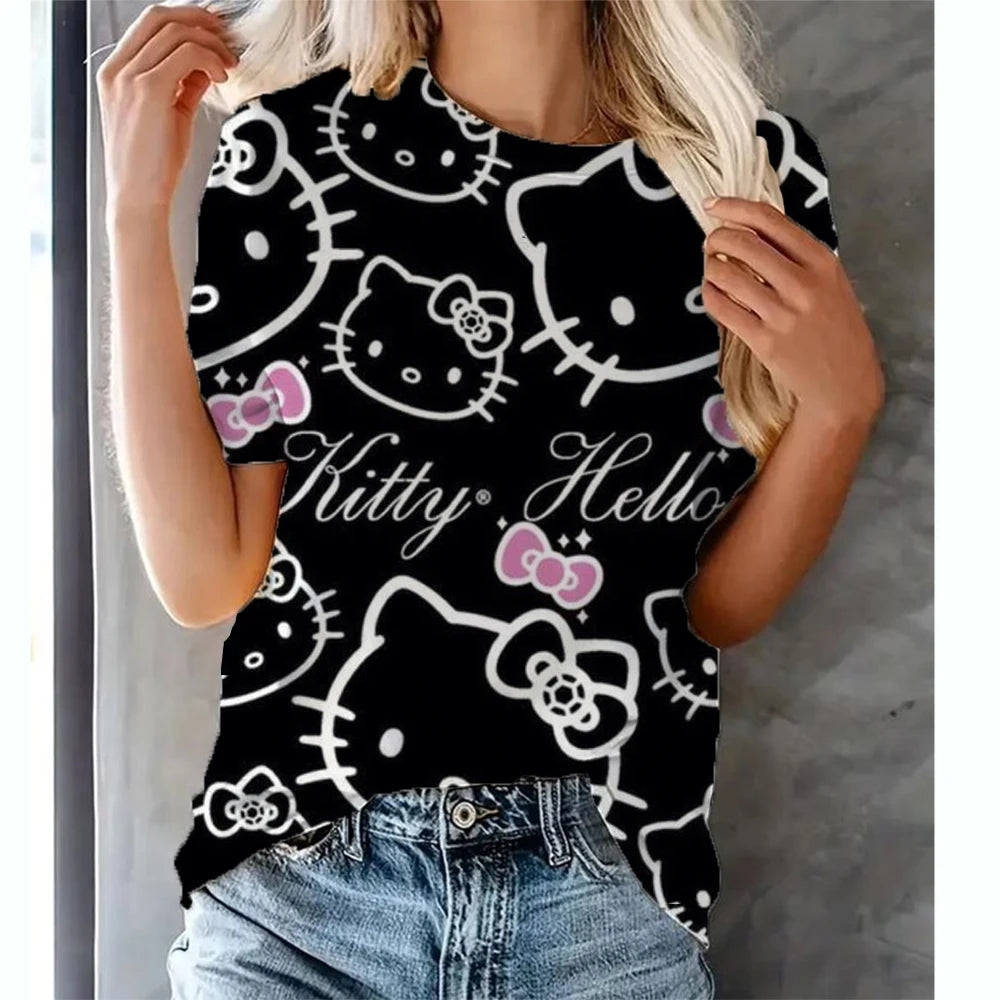 Hello Kitty Tops Women's T shirts Streetwear