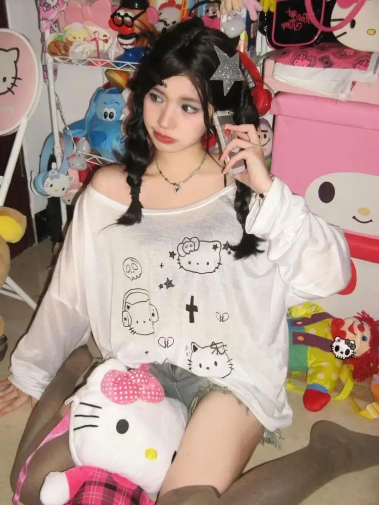 Hello Kitty T Shirts Long Sleeve Women's