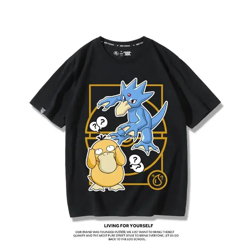 Pokemon Gengar Snorlax Pure Cotton Crew Neck T-shirt
