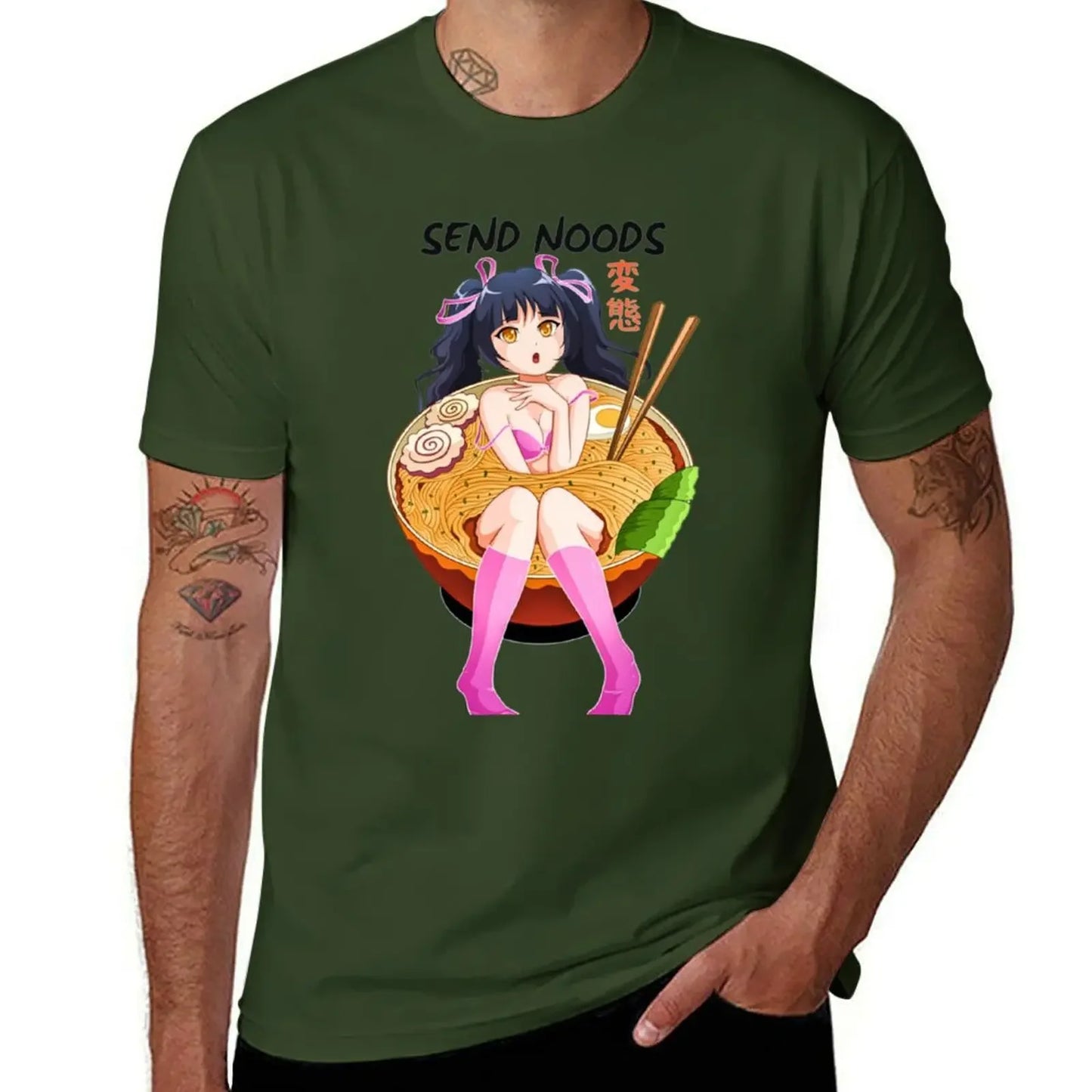 Anime Girl Japanese Ramen Noodle Bowl T-Shirt custom
