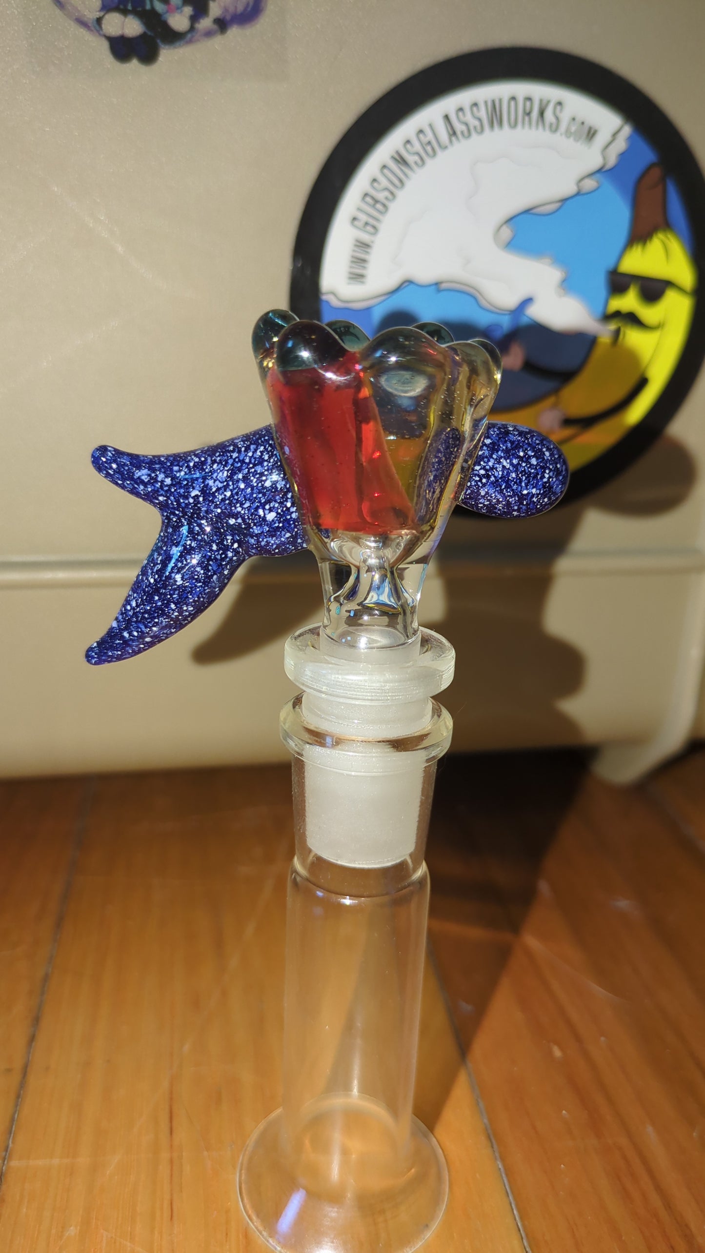 Mega Bowl Slide, Crushed opal decal by Gibson glass