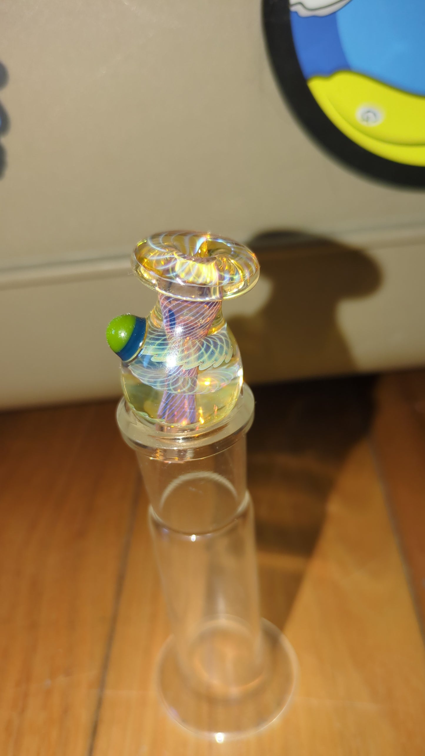 Bubble Cap Gold and Yellow Swirl Green Dot by Bonelord
