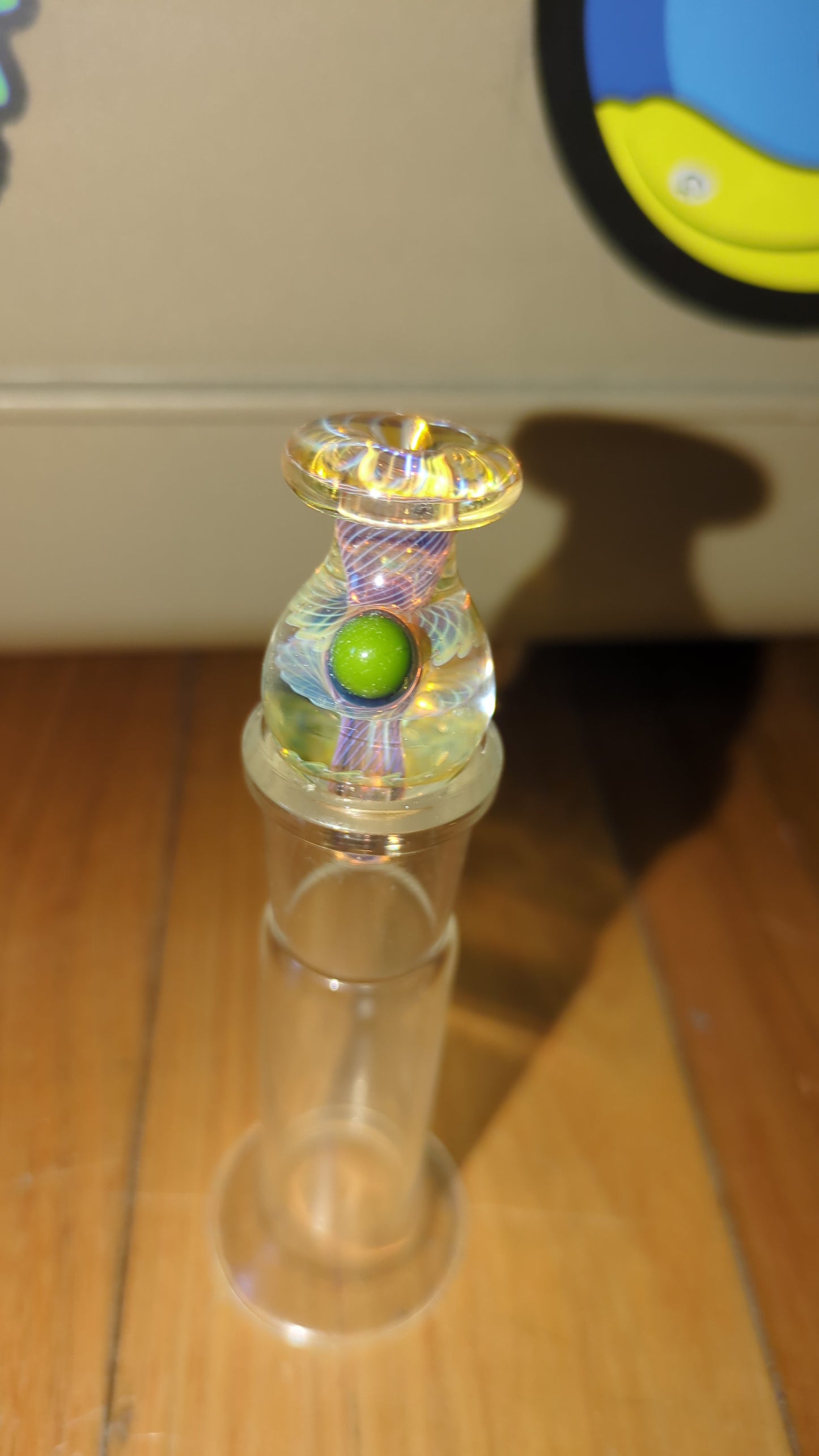 Bubble Cap Gold and Yellow Swirl Green Dot by Bonelord