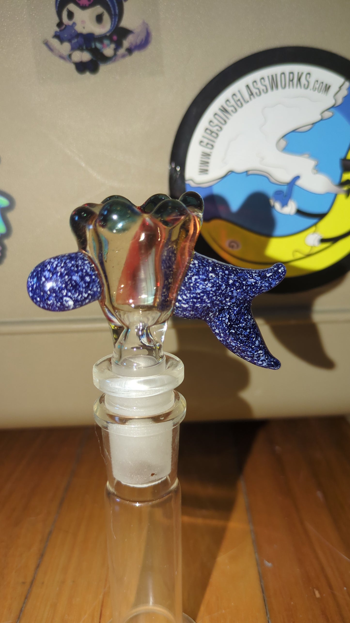 Mega Bowl Slide, Crushed opal decal by Gibson glass