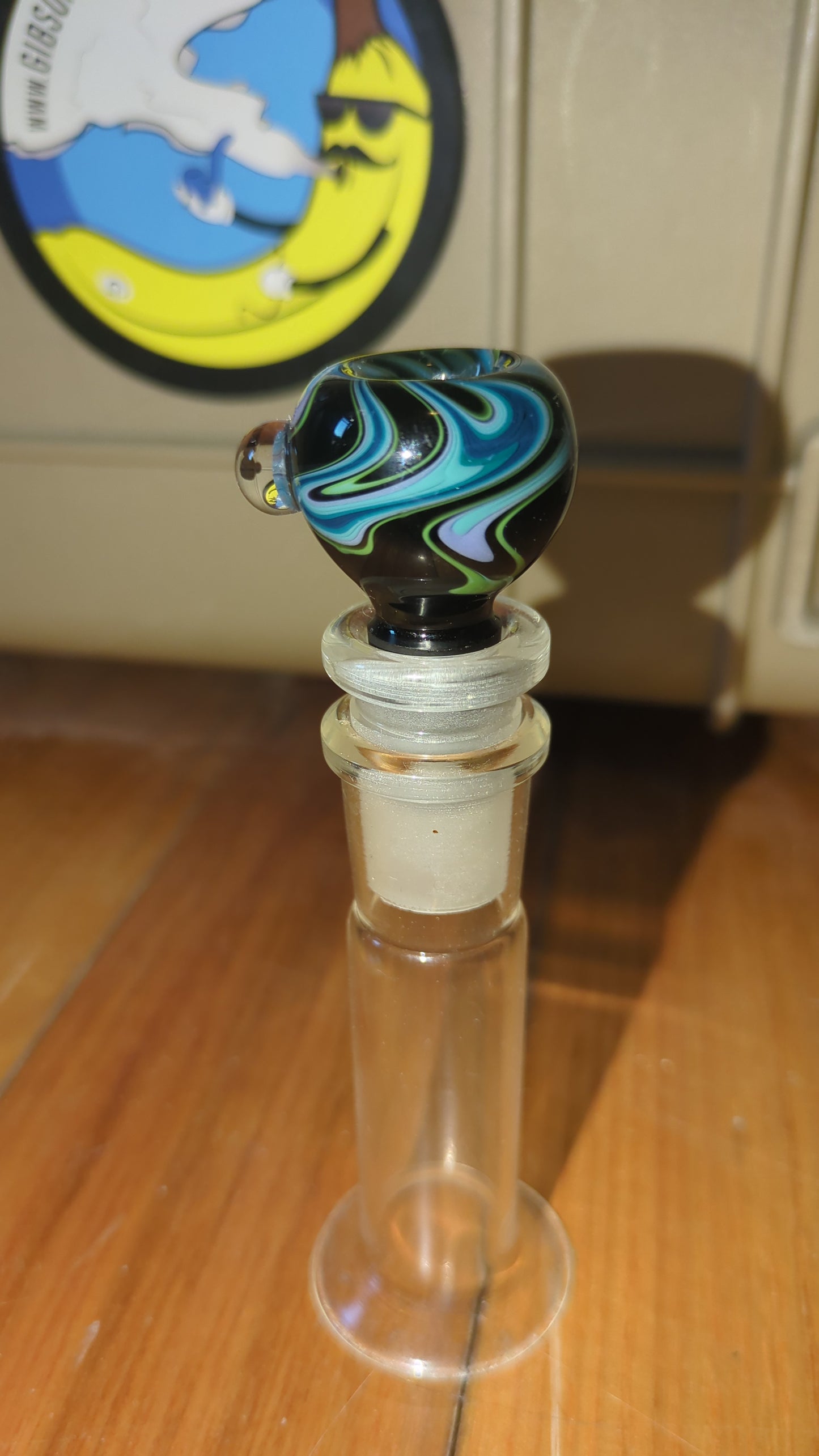 Trippy Dichronic marble with blue, light blue, cyan and black swirl by Bonelord