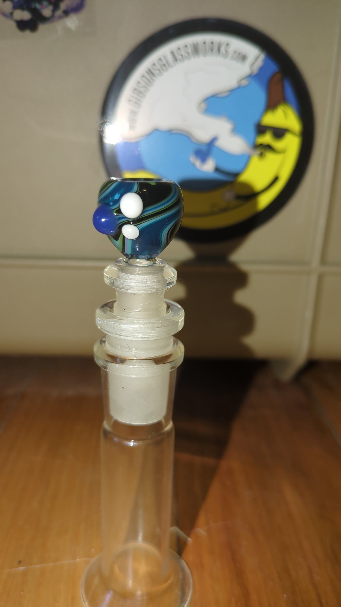 Blue, Black, Light Green Swirl dotted Bonelord mini slide