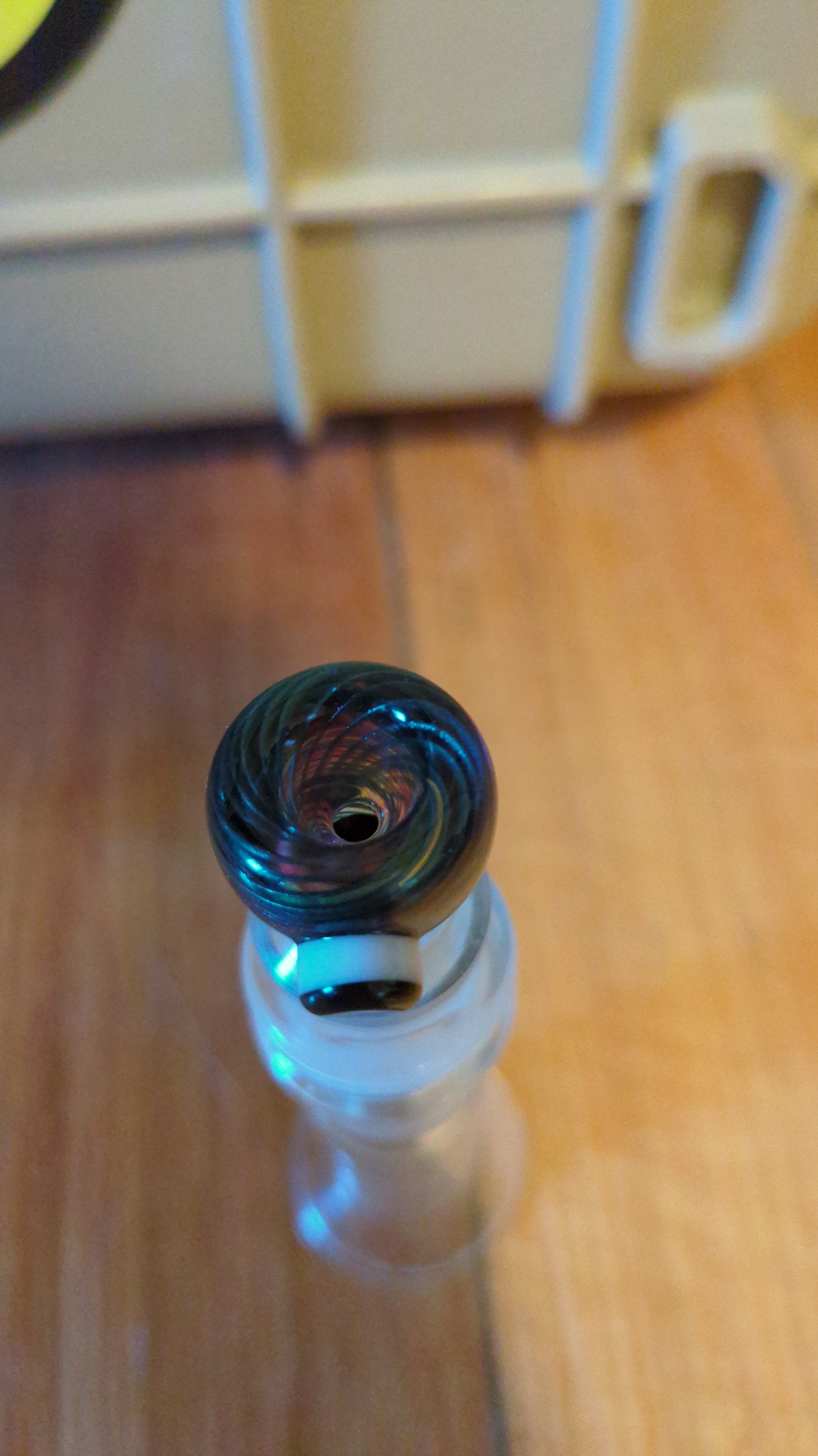 Button, black and white Dot, with Custom Rainbow transparent swirl stripes mini slide Bonelord