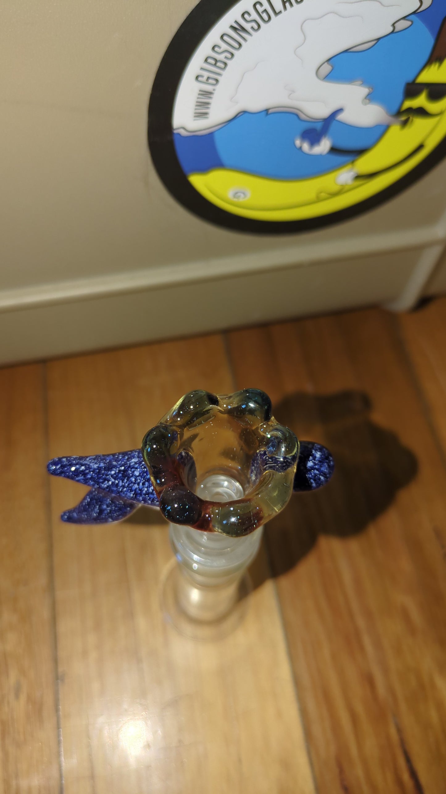 Mega Bowl Slide, Crushed opal decal by Gibson glass