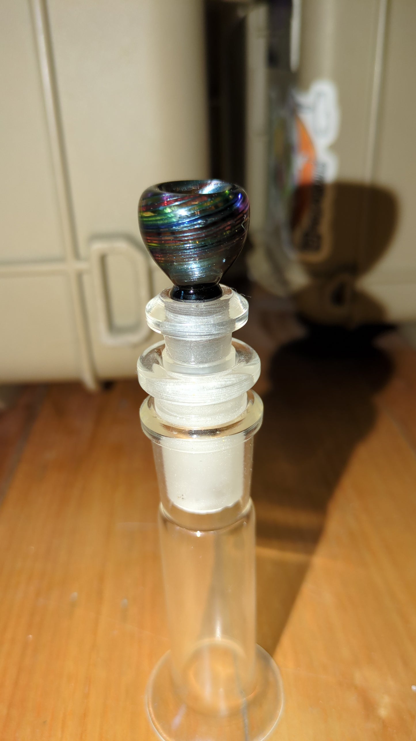Button, black and white Dot, with Custom Rainbow transparent swirl stripes mini slide Bonelord