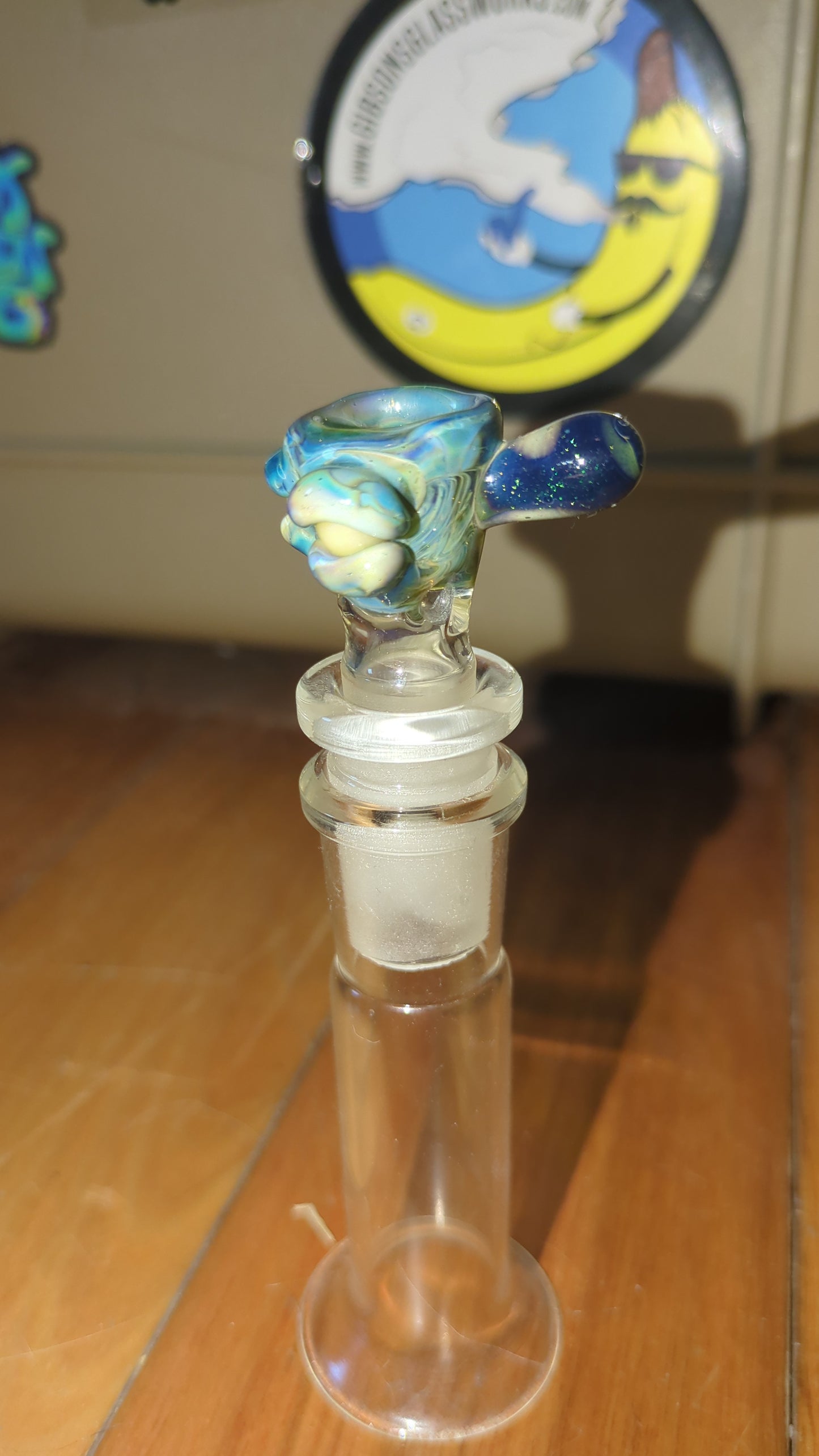 3 Opal Cyan blue and white alien slide